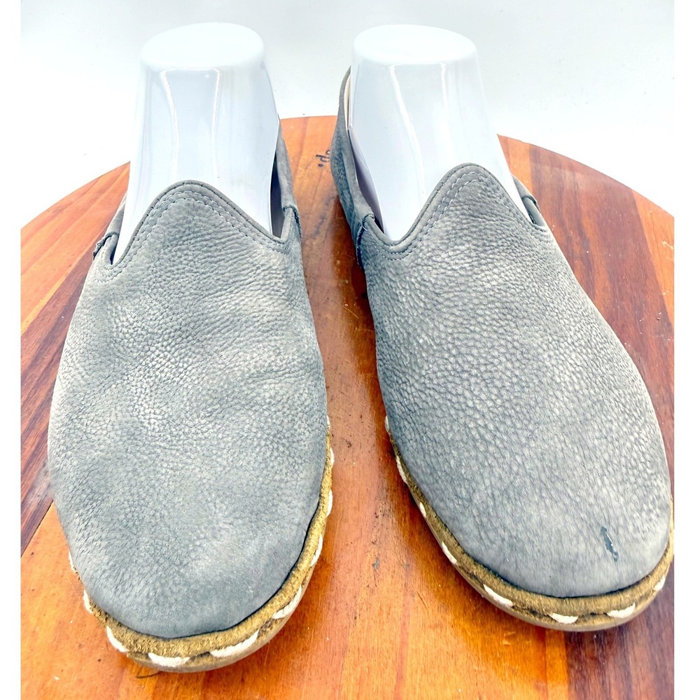 Sabah Slip On Loafers Womens 9 EU 40 Grey Pebbled Leather Handmade Turkey Indie - Picture 2 of 7